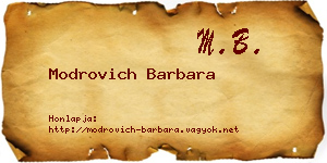 Modrovich Barbara névjegykártya